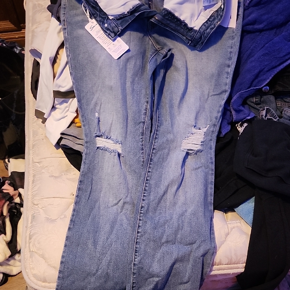 Women's Blue Distressed Jeans
